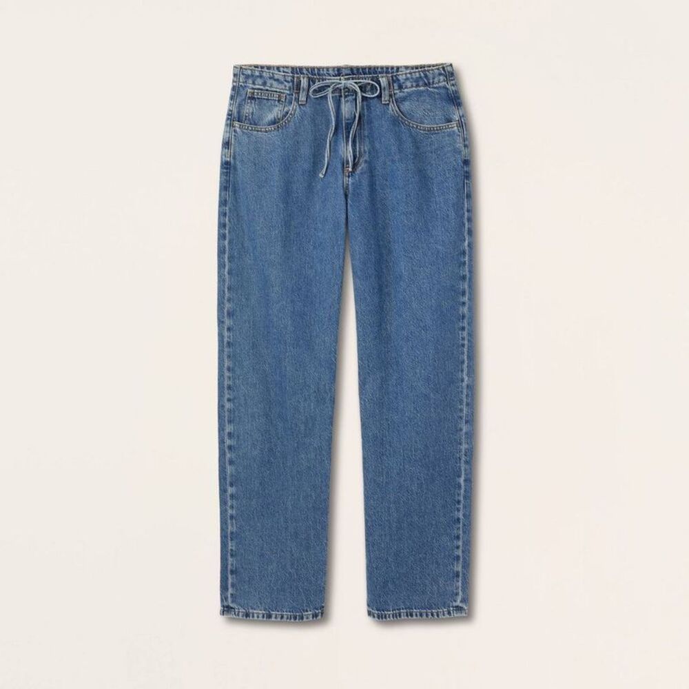 Women's Mid-Rise Drawstring Baggy Jeans - Parke Medium Wash 6 - Picture 4 of 4